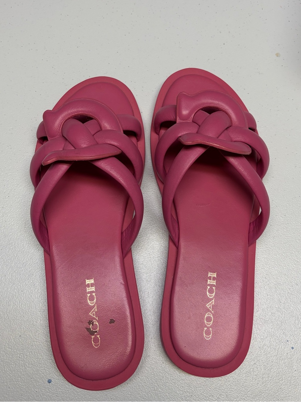 Coach Pink Knotted Slide Sandals